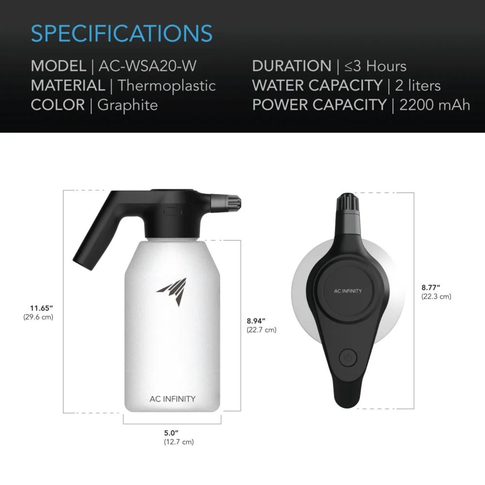 Automatic Water Sprayer, 2-Liter Electric Mister, Frost - Hydro Dynamic